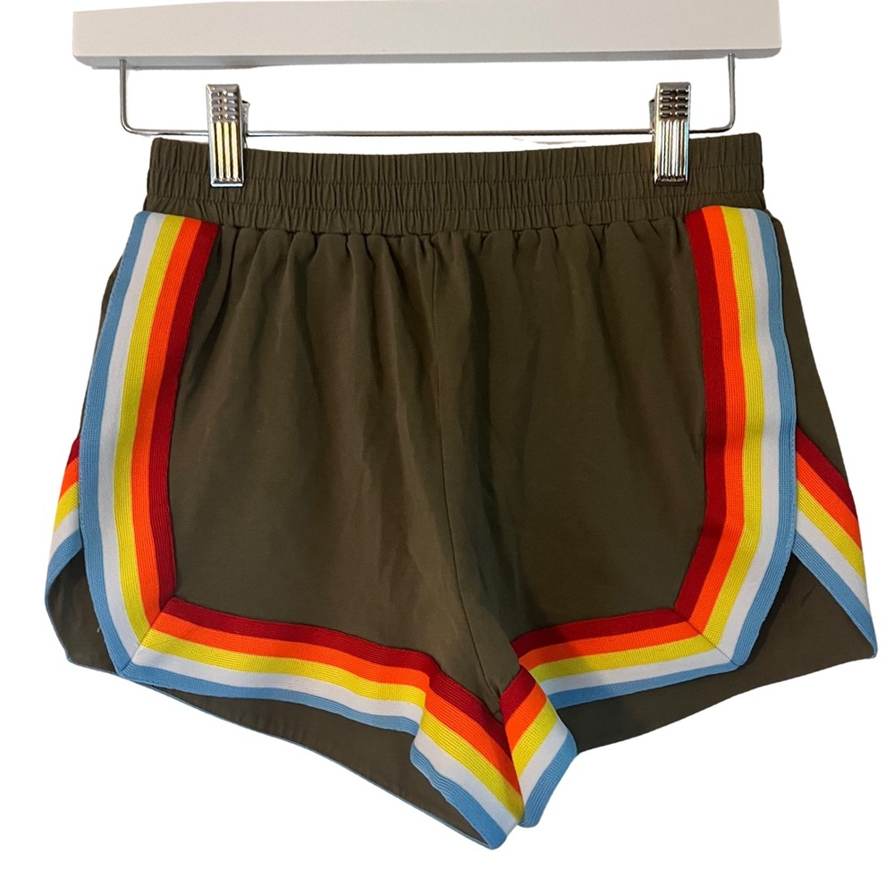 Topshop Rainbow Trim Olive Women's Shorts